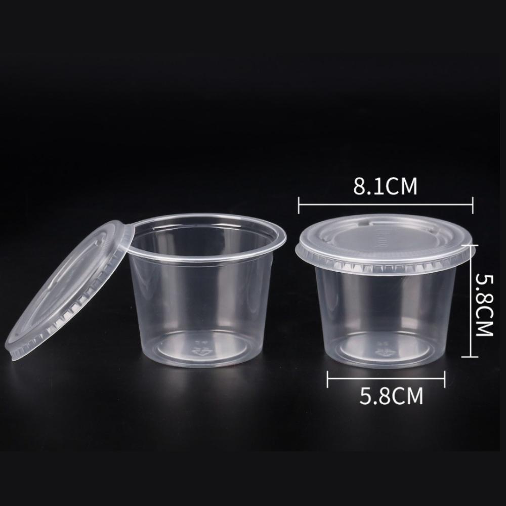 100pcs Leakproof Disposable Cups with Flat Lids Clear Pudding Bowl Ice Cream Container Party Use