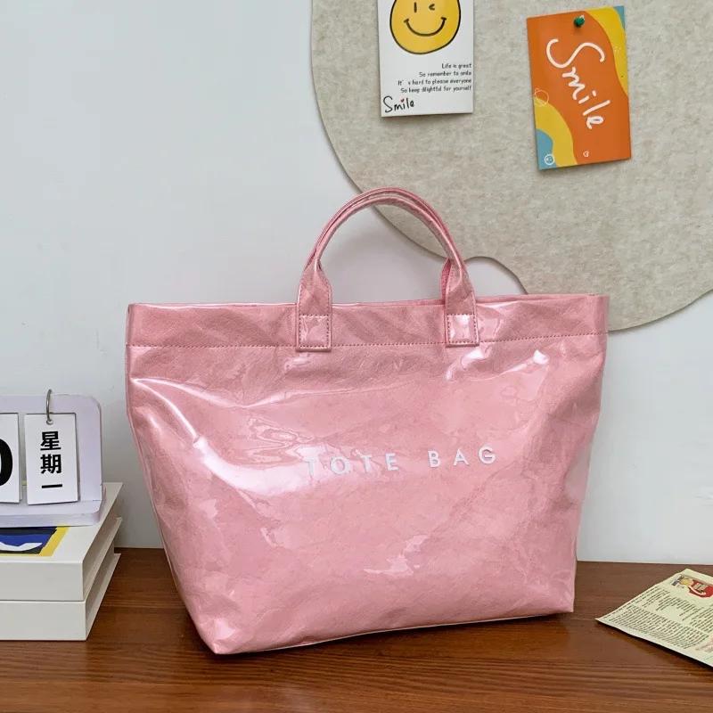 INS Popular Letter Prints Women's Tote Bags Large Capacity Transparent Jelly Bag PVC Waterproof Shopping Bag Designer Handbags