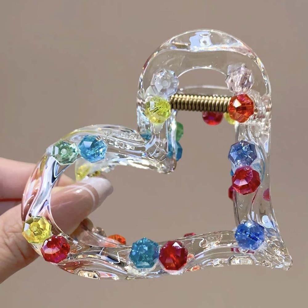 Clear Acrylic Star Hair Claw Bright Rhinestone Shark Hair Clip Y2K Shark Clip Thick Hair
