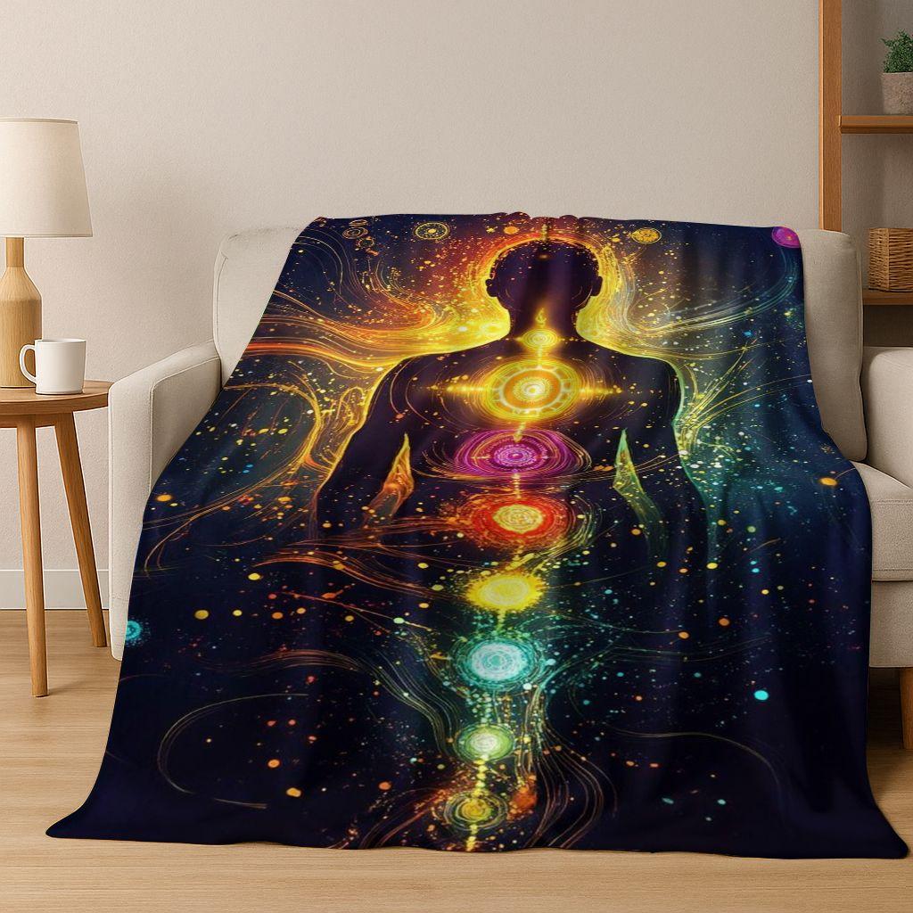 Bohemia Yoga chakra Mandala Spirit Meditation Flannel Blanket,Cozy Soft Throw Blanket for Home Bedroom Bed Sofa Cover Gift Kid
