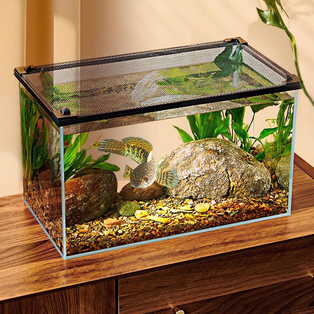 Magnetic Aquarium Anti Jump Mesh Cover Invisible Fish Tank Safety Net For Escape Proof Reptile Enclosure Polyester Fiber Screen