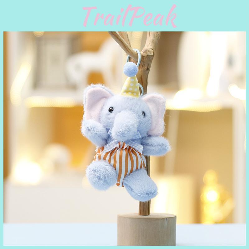 Cartoon Elephant Plush Doll With Short Pile Material Gift For Kids And Teens Keyring Accessory