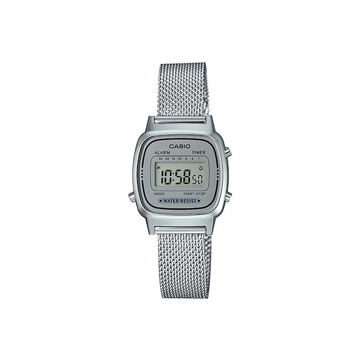 Casio Ретро Маленький Циферблат Водонепроницаемые Часы Стальной Браслет Кварцевый Механизм Женские часы Серый LA670WEM-7