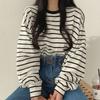 Women's Sweatshirt Striped Long Sleeves Casual Loose Pullovers O-Neck Korean Fashion Oversized Sweatshirt