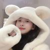 Autumn and Winter New Hooded Loose Cute Bear Ears Thickened Plush Medium and Long Imitation Fur Coat for Women