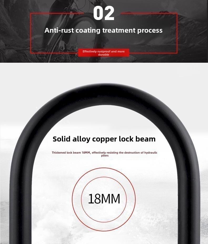 U-Shaped Anti-Theft Waterproof Lock for Bicycles, Electric Vehicles, and Motorcycles