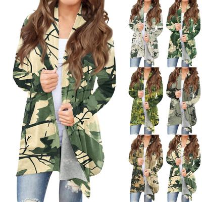 Женская мода, повседневный рождественский принт, кардиган средней длины, куртка, пальто