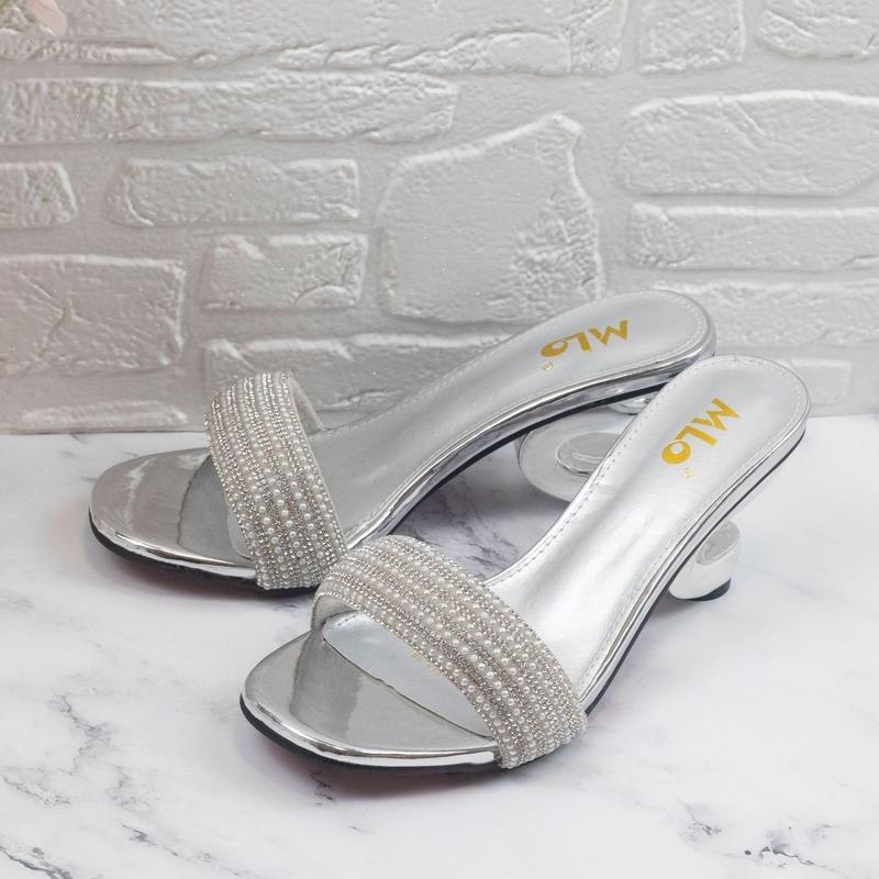 Женские открытые носки необычные высокие каблуки гладиаторские сандалии элегантные блестящие жемчужные шлепанцы женские летние туфли тапочки со стразами