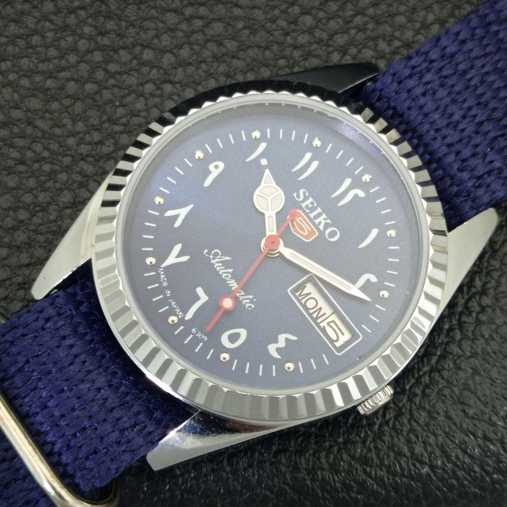 AUTOMATIC VINTAGE REFURBISHED SEIKO 5 6309A JAPAN MENS BLUE DIAL WATCH a442489-1