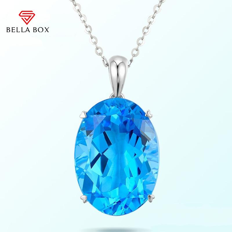 BELLA BOX Новая роскошная высококачественная овальная синяя подвеска в форме капли, женская модная цепочка на ключицы, изысканные ювелирные изделия высокого качества