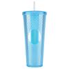 710ml Plastic Straw Cup Drinking Cup Double-Walled Water Tumbler with Lid Bubble Tea Cup Large Capacity for Home & Outdoor