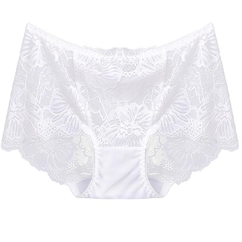 Women Plus Size Lace Panties Sexy High Waist Pants Seamless Butt Lifter Lingerie Female Flowers Mesh Breathable Briefs