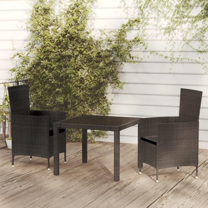 Day and Night - Day and Night 3-piece Garden Dining Set with Black PE Rattan Cushions