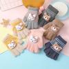 1Pairs Cute Cartoon Rabbit Bear Winter Warm Kids Gloves Kindergarten Boys Girls Five Finger Knitted Gloves for 3 To 6 Years