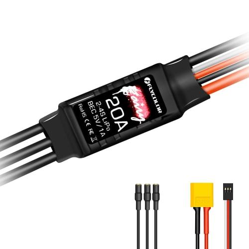 HAWK'S WORK Brushless Electronic Speed ??Controller, 20A Brushless Motor Electronic Speed ??Controller BEC 5V 1A with XT60 and 3.5mm Plugs, Ultra-Ligh