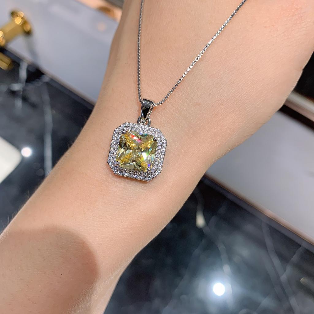 Ювелирные изделия Имитация Желтого Бриллианта Подвеска, Серьги-гвоздики Ожерелье, Женский Красочный Набор Сокровищ.