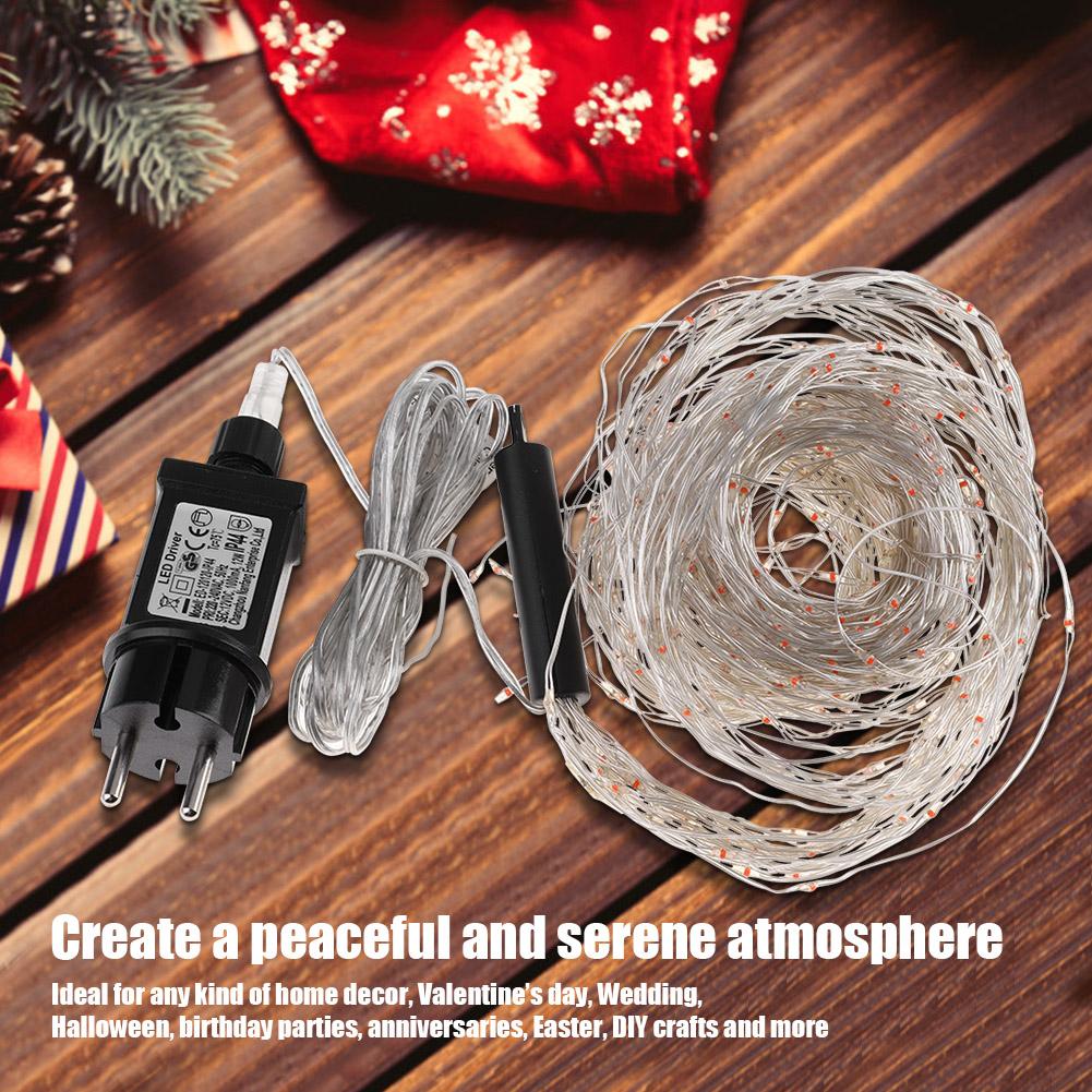 Гирлянда светодиодная с серебряным покрытием из медной проволоки, звездная гирлянда для наружного/внутреннего декора