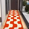 Retro Orange & White Wavy Geometric Print Runner Rug, Non-Slip Washable Durable Mat for Entryway, Hallway, Bedroom & Home Decor