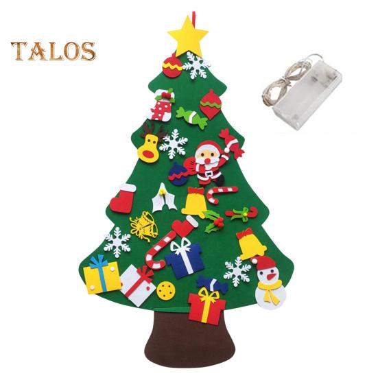 Войлочная новогодняя елка для малышей, светодиодная подсветка, набор для самостоятельной сборки новогодней елки с Санта-Клаусом, снеговиком, снежинкой, чулком