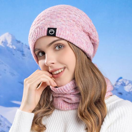 2 шт./комплект женский зимний шарф шапка комплект толстый вязаный теплый противоскользящий