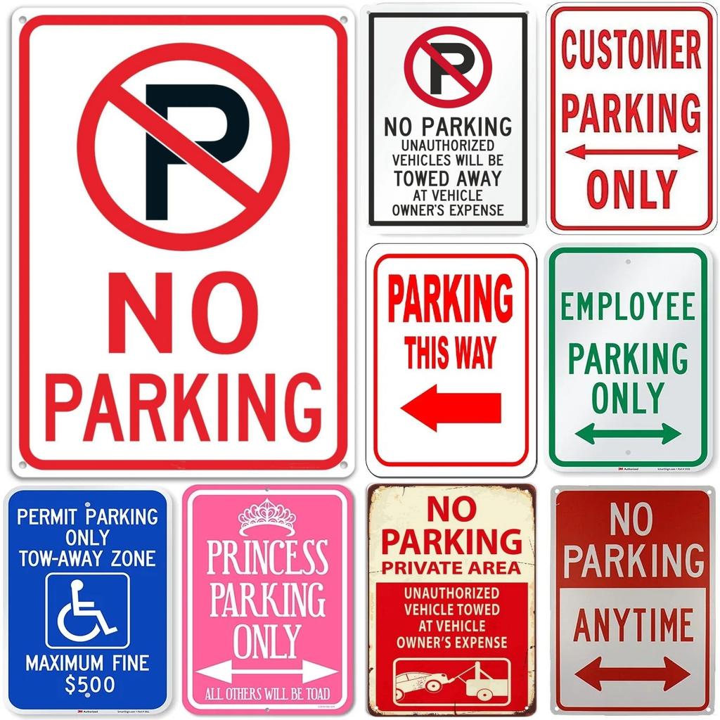 Vintage No Parking Anytime Metal Tin Signs Posters Plaque Iron Painting Decoration for Garage Outdoors Home Club Bar Wall Decor