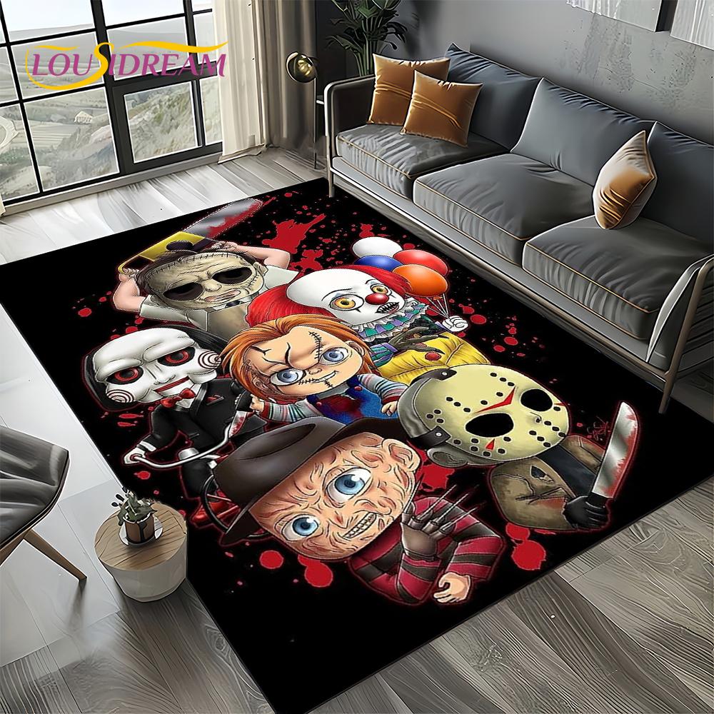 Ковер Коврик Персонаж Фильма Ужасов Чаки Пеннивайз Хэллоуин Пила для Гостиной Спальни Дома Украшение Дивана, Нескользящий Напольный Коврик