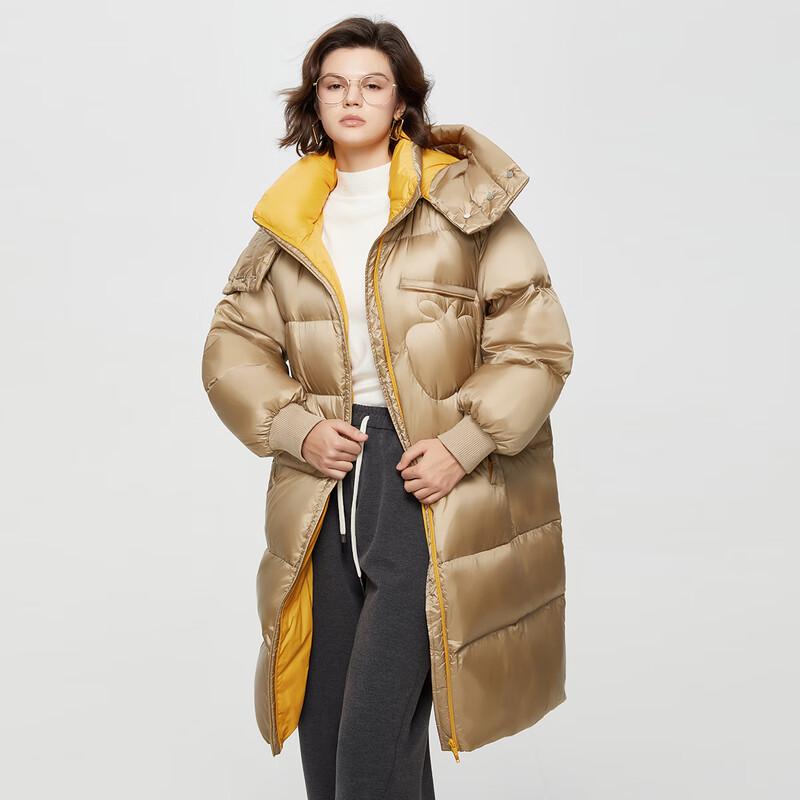 Женская зимняя куртка средней длины с капюшоном из гусиного пуха