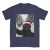 Funny  Cat Selfie with Santa Christmas  Men's T Shirts  Awesome Tees Short Sleeve Round Collar T-Shirts  New Arrival Clothing