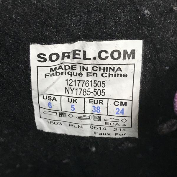 Канада SOREL Сноубутсы 24.0 Фиолетовые Водонепроницаемый Внутренний Вкладыш(ИСПОЛЬЗОВАЛ)