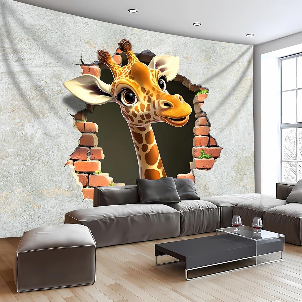 1pc Extra Large Size Cute Giraffe Breakthrough Wall Tapestry Birthday Gift Party Decoration Live Broadcast Background Cloth