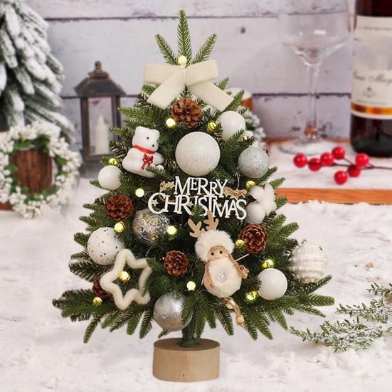 Мини-елка 45 см, светящаяся настольная искусственная рождественская сосна, работающая от батареек, маленькая