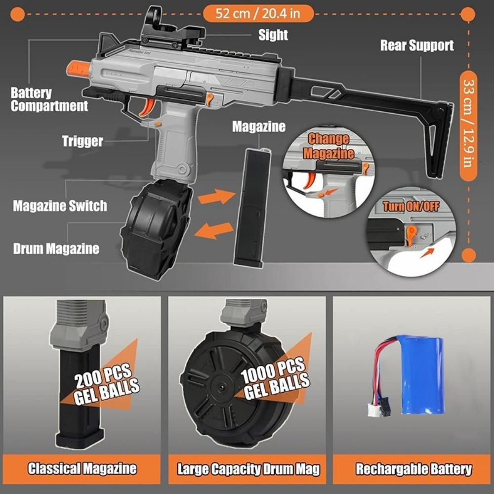 Игрушечный гелевый пистолет, детский пистолет с мягкой пулей, подходит для 14 мальчиков, девочек и взрослых, игра на открытом воздухе, искусственный пистолет, игрушечный пистолет, оснащенный батареей