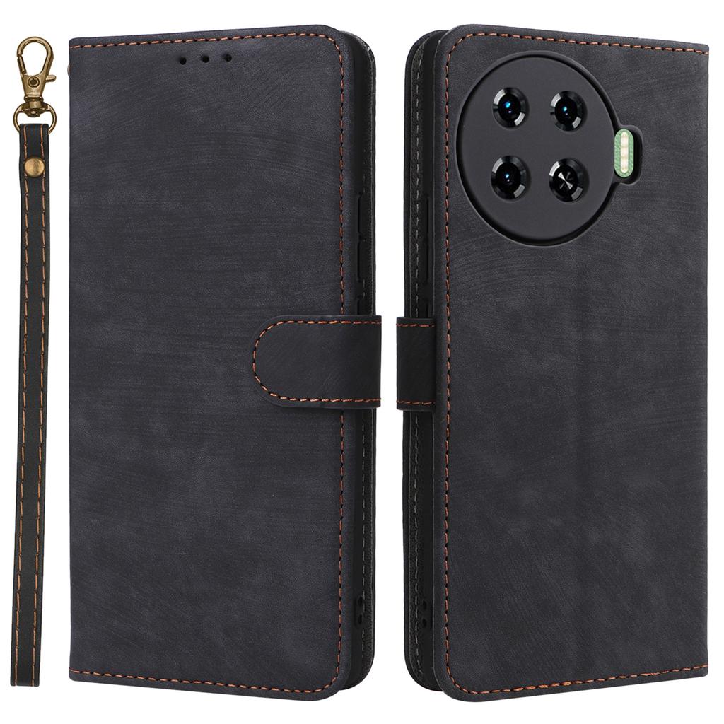 Чехол для TECNO Spark 20 Pro+ KJ7 с ремешком на руку, кошелек с RFID-защитой, кожаная обложка