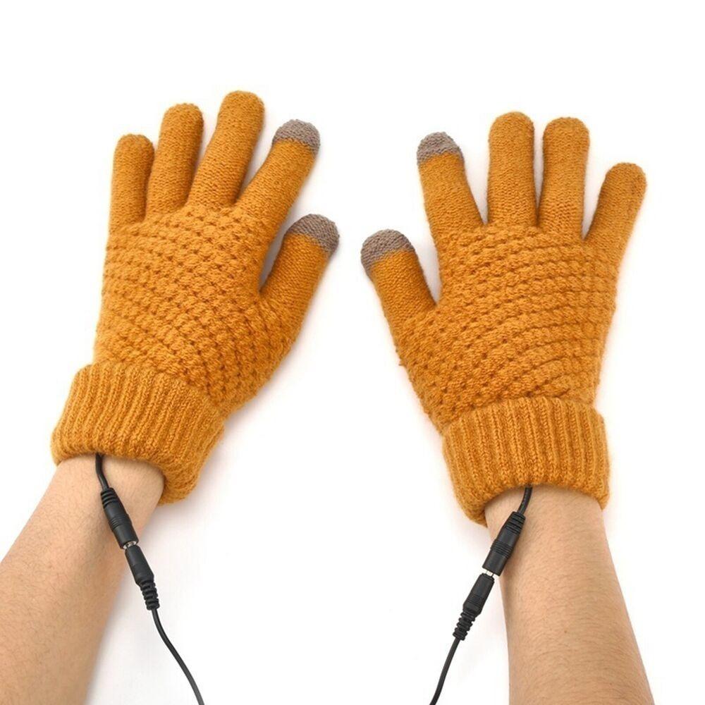 Thickened Full Finger Warmer Heated Gloves Touch Screen Knitted Gloves Winter Electric Mitten