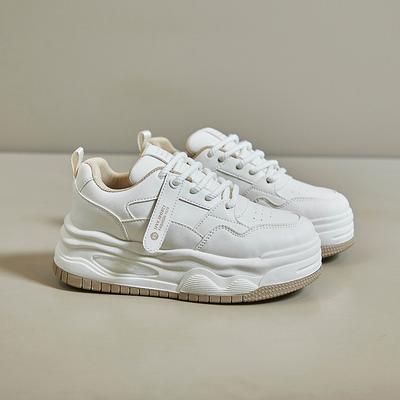 Белые туфли для женщин Весна Новые туфли для увеличения роста Студенты Доска для женщин Платформа Уличный стиль Повседневная обувь