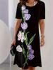 Tulip & Floral Print Women's Dresses Summer Elegant Long Dress Female Plus Size 6XL Dresses Women Clothing