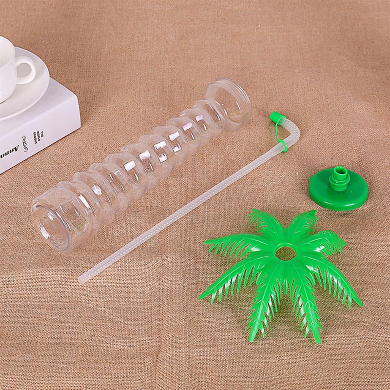 5 Pcs Coconut Drink Cup Birthday Party Cups Water Straw Tree Tropical Bottle Palm Table
