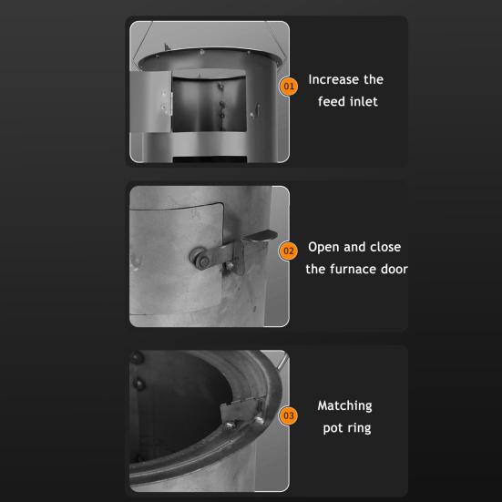 Дровяная печь для улицы, кемпинга, пеших прогулок, пикника, барбекю, кулинарная печь с ручкой, портативная, из нержавеющей стали