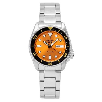 5 спортивных автоматических мужских часов SKX в стиле миди с оранжевым циферблатом SRPK35K1 100M