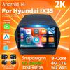 Android 14 Carplay Auto для Hyundai iX35 2009 - 2016 Автомобильный радиоплеер Мультимедиа Стерео Навигация Головное устройство 2Din 360 Камера GPS