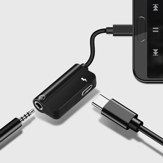 Кабель-адаптер-конвертер 2 в 1 Аудио 3,5 мм для наушников Type-C на разъем для зарядки