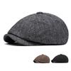 British Newsboy Cap Men's Autumn Winter Vintage Octagonal Cap Beret