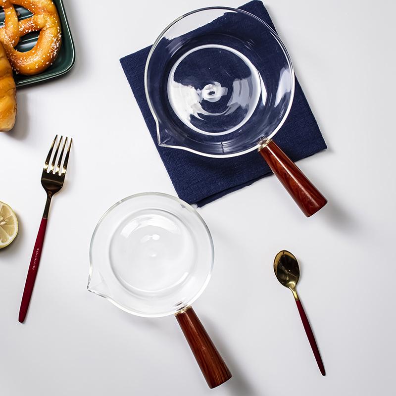 Жаропрочная стеклянная миска для рамена с деревянной ручкой: Прозрачный, Идеально подходит для лапши быстрого приготовления, фруктов, салата или десерта.