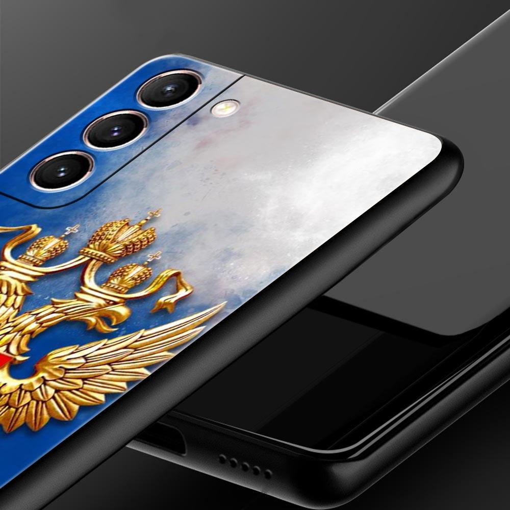 Чехол для телефона Samsung Galaxy S23 S22 Ultra S20 S21 FE 5G S10 S9 Plus S10E S8 Note 20 Черный Чехол Россия Флаги России Эмблема