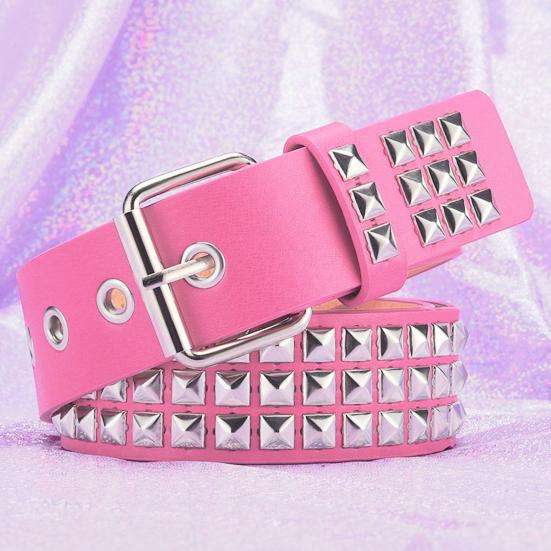 Punk Style Studded Belt Square Rivets Adjustable Straps Rock Waistband Women Girls Gothic Scene Accessories