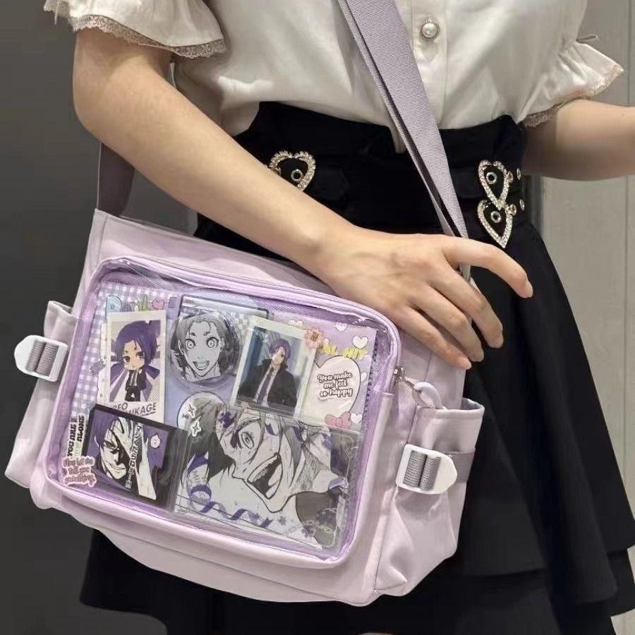 Nylon Transparent Crossbody Bag With Zipper Closure For Daily Use And School Commuting