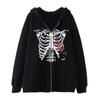 Dark Style Sweatshirt Ladies Hoodie Goth Couple Butterfly Skull Harajuku Large Size Zip Sweater