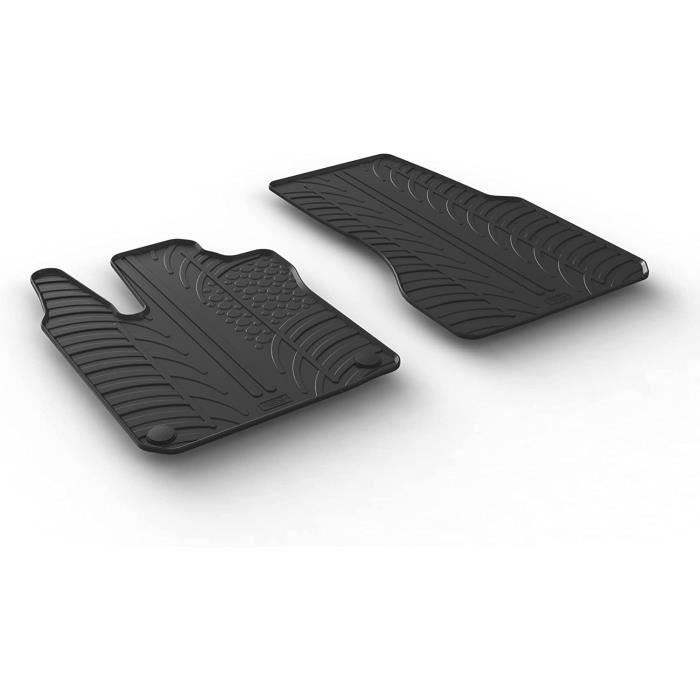 Tapis de caoutchouc - Gledring - Smart ForTwo 453 - 2 pièces - Noir - Facile à nettoyer