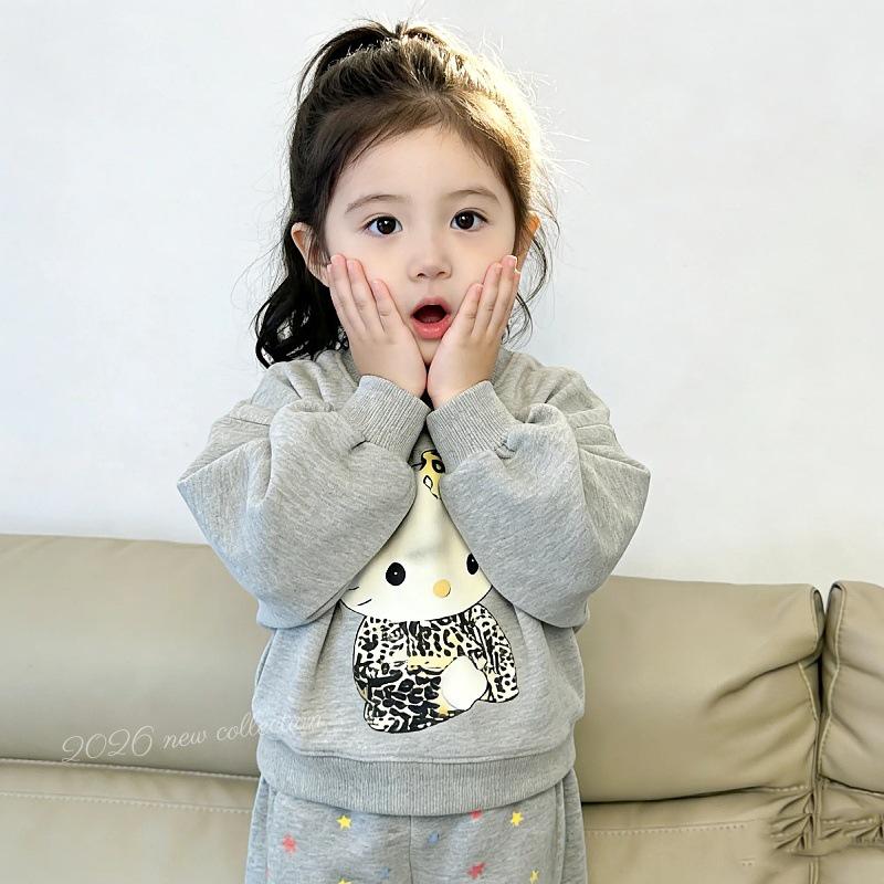 Комплект из худи с флисовой подкладкой и штанов для девочек (Осень/Зима 2026) - Стильно и модно для детей