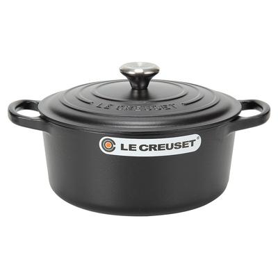 Le Creuset SIGNATURE Фирменная круглая кокотница 22 см Круглая кокотница Черный матовый черный Кастрюля Новая жизнь [Le Creuset] С двумя ручками [Товар]